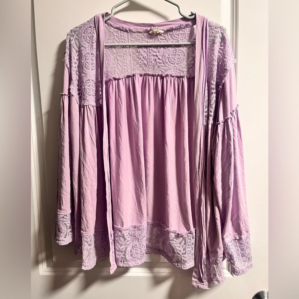 POL Lavender Bohemian Style Cardigan